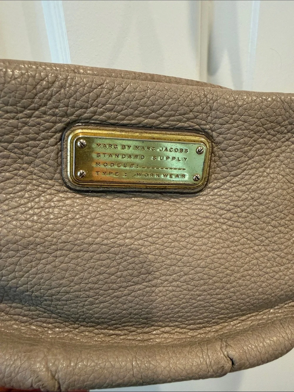 Marc by Marc Jacobs Pebbled Leather Crossbody Bag Gray Taupe Gold